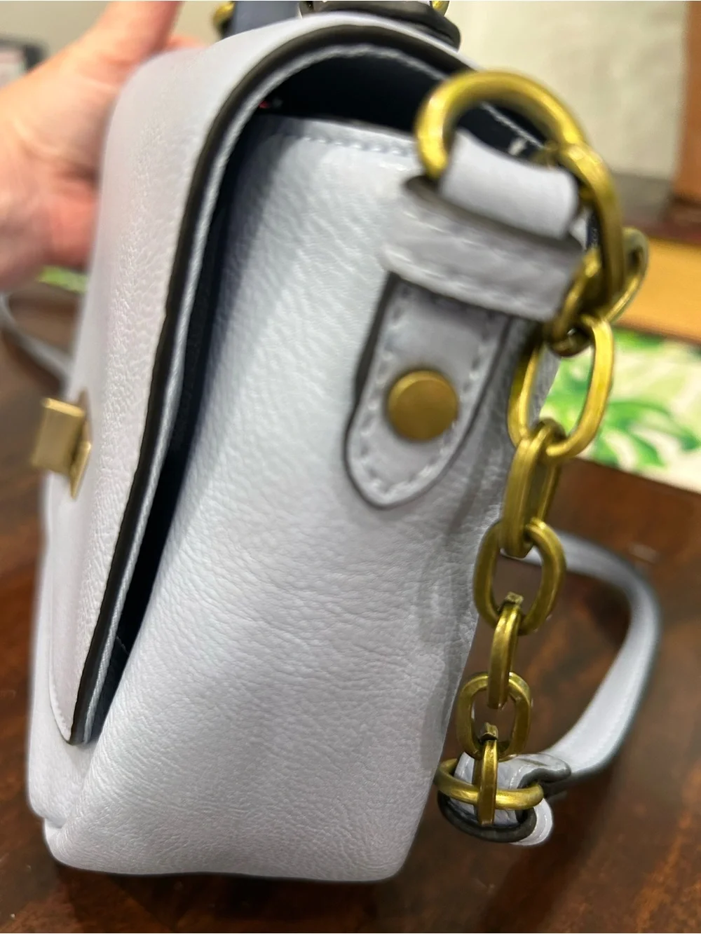 Merona Light Gray/ Blue Structured Top-Handle Crossbody Bag